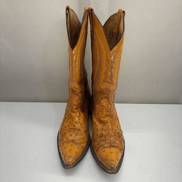 Vintage Villano Ostrich Boots Mens Size 9.5 EE Very Good Condition - Picture 1 of 11